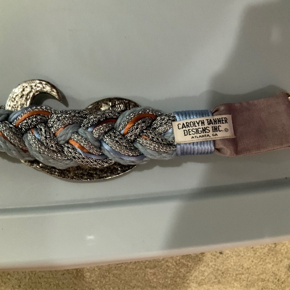 Carolyn Tanner Vintage Beaded Braided Bohemian Silver Medallion Belt - Picture 5 of 7